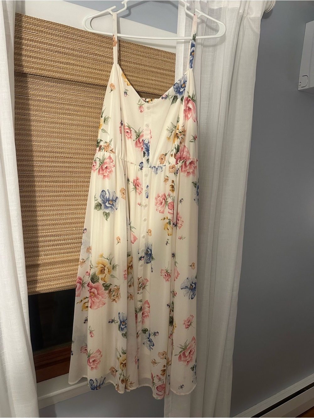 torrid Cream Floral Spaghetti-Strap Midi Dress